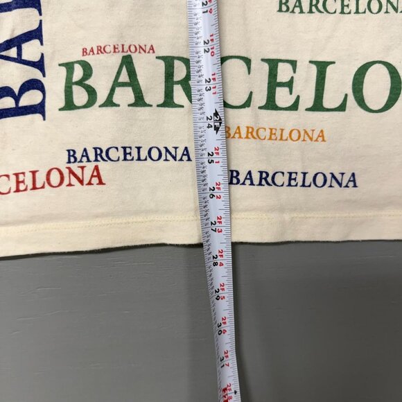 Vintage Barcelona AOP Tan Spellout 90s Single Stitch Tee Shirt XL - Picture 4 of 5